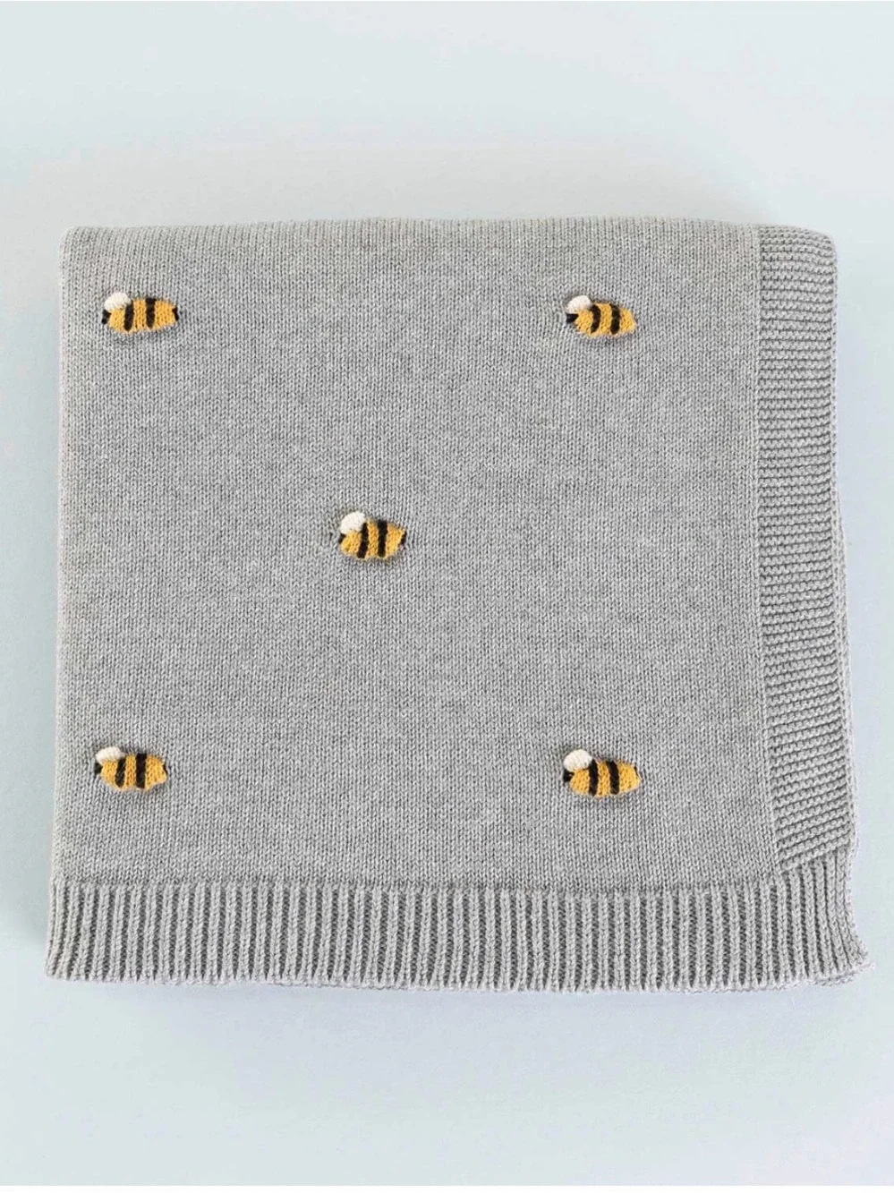 Gray Kids Bee Knit Blanket - Unbranded